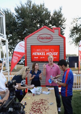 Alexi Lalas partaking in the Loctite® brand Built to Perform Garage’s DIY activity.