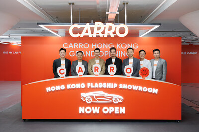 (L-R) Derrick Eng, Carro Malaysia CEO; Ernest Chew, Carro CFO; Fong Hon Sum, Carro CEO of International Markets; Moses Chan, Carro Celebrity Ambassador; Garry Yu, Carro Hong Kong CEO; Luke Yip, Carro Hong Kong COO, Kyran Wong, Carro VP of International Operations