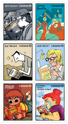 Un jeu de timbres présente six artistes de romans graphiques du Canada