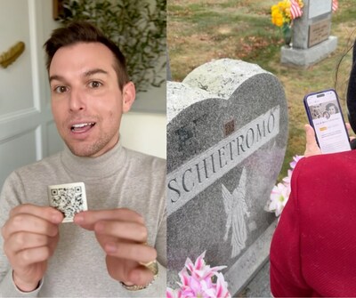 Celebrity psychic medium Matt Fraser shares why preserving family stories matters as he talks about his grandmother’s legacy. In the photo, his wife scans the Life’s QR memorial placed on her headstone - instantly opening a digital tribute filled with memories, photos, and stories. Fraser explains that this simple scan ensures future generations will truly know who she was, far beyond the name and dates etched in stone. (CNW Group/Life's QR) Celebrity psychic medium Matt Fraser shares why preserving family stories matters as he talks about his grandmother’s legacy. In the photo, his wife scans the Life’s QR memorial placed on her headstone - instantly opening a digital tribute filled with memories, photos, and stories. Fraser explains that this simple scan ensures future generations will truly know who she was, far beyond the name and dates etched in stone. (CNW Group/Life's QR)