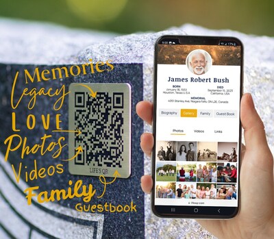Your loved one is so much more than a name and two dates on a headstone. A lifetime of stories, memories, and moments can’t fit on stone alone. With Life’s QR, you can share their photos, videos, and legacy with a simple scan. Tell the story behind the dash -- because every life deserves to be remembered. (CNW Group/Life's QR) Your loved one is so much more than a name and two dates on a headstone. A lifetime of stories, memories, and moments can’t fit on stone alone. With Life’s QR, you can share their photos, videos, and legacy with a simple scan. Tell the story behind the dash -- because every life deserves to be remembered. (CNW Group/Life's QR)