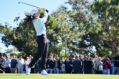 Caitlin Clark golfs at The ANNIKA Driven by Gainbridge at The Pelican Golf Club.