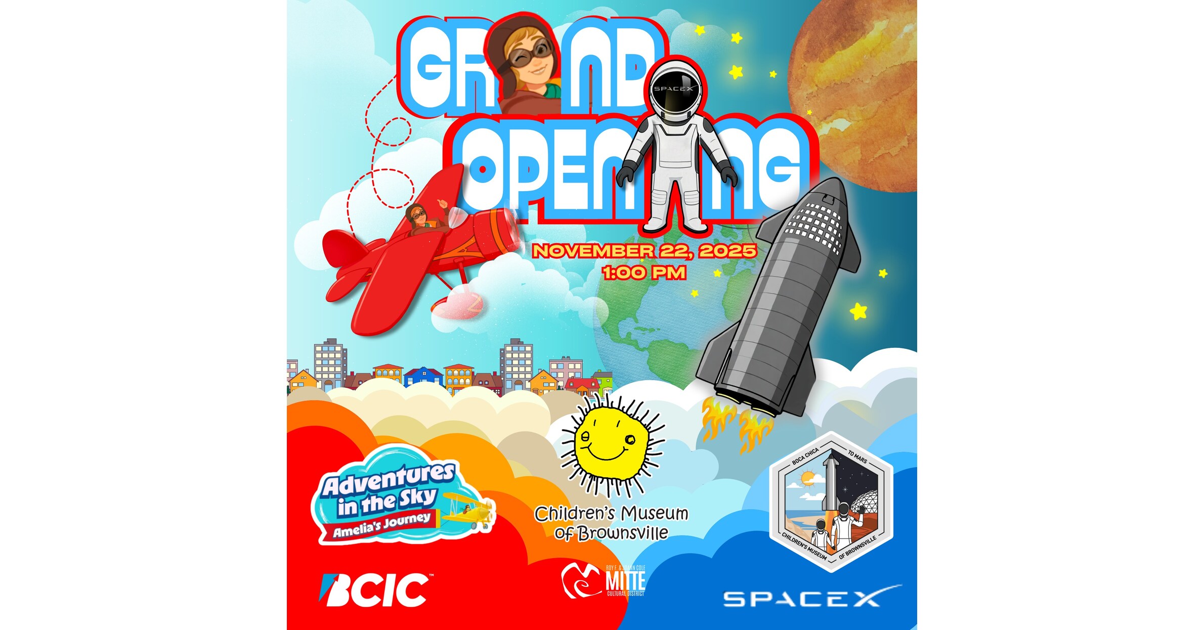 Childrens Museum of Brownsville Unveils $1 Million in New STEM Exhibits Celebrating SpaceXs Boca Chica to Mars Exhibit and the Aviation Legacy of Amelia Earhart