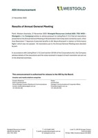 Results of Annual General Meeting (CNW Group/Westgold Resources Limited)