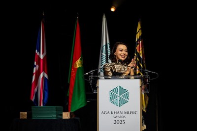 Fairouz Nishanova, Director of the Aga Khan Music Awards prepares to announce the winners at the Aga Khan Music Awards 2025 at London's Southbank Centre. Photo by Joao Peixoto. (PRNewsfoto/Aga Khan Development Network) Fairouz Nishanova, Director of the Aga Khan Music Awards prepares to announce the winners at the Aga Khan Music Awards 2025 at London's Southbank Centre. Photo by Joao Peixoto. (PRNewsfoto/Aga Khan Development Network)