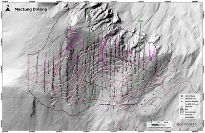 Map 2: Mactung 2025 Drill Program Summary. (CNW Group/Fireweed Metals Corp.)