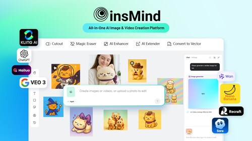 insMind AI Agent: create AI-generated images and videos in one canvas