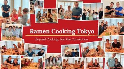 Guests from around the world enjoying Ramen Cooking Tokyo’s small-group ramen and sushi class, a warm and interactive experience taught entirely in English.