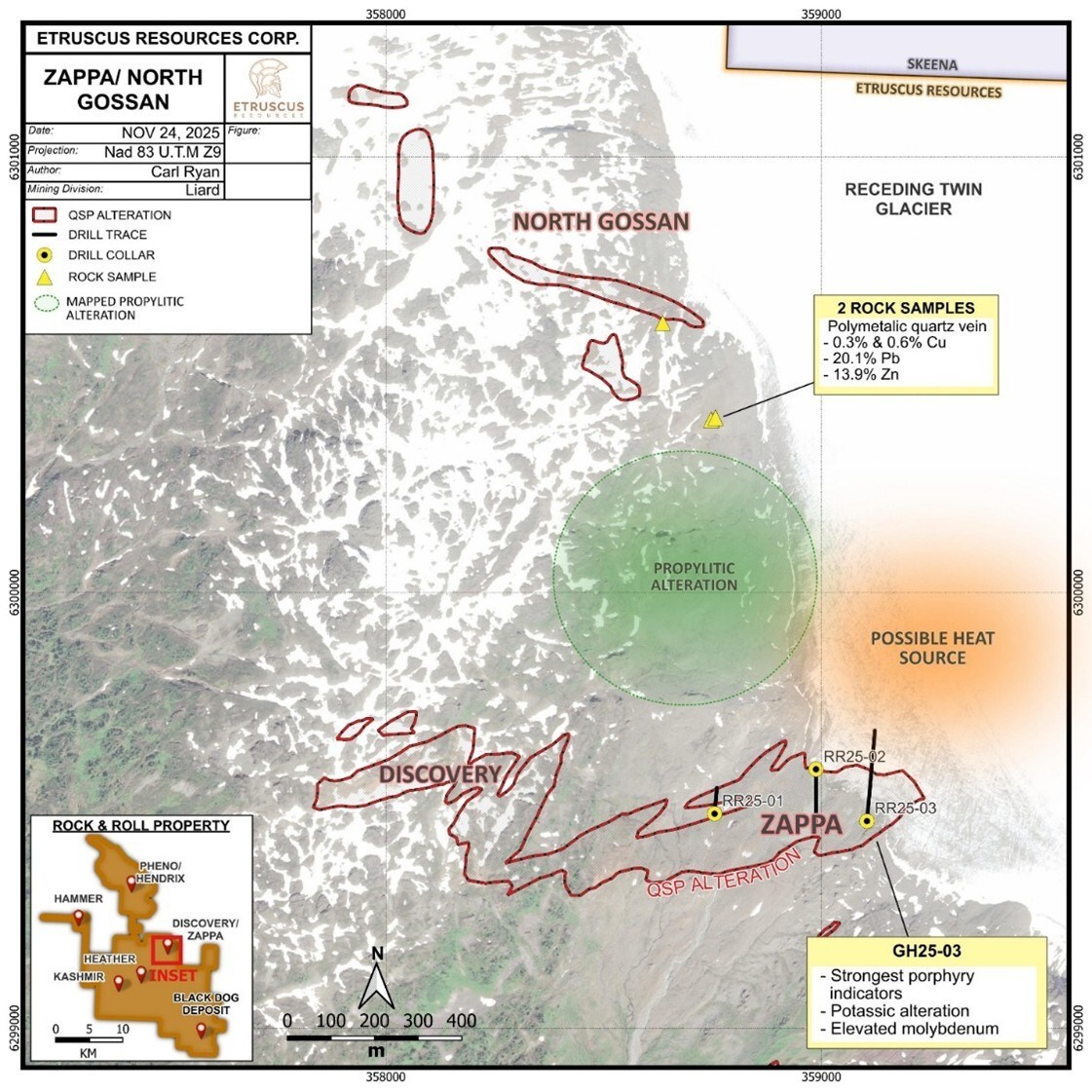 Map 1 – 2025 Drill Program (CNW Group/Etruscus Resources Corp.) Map 1 – 2025 Drill Program (CNW Group/Etruscus Resources Corp.)