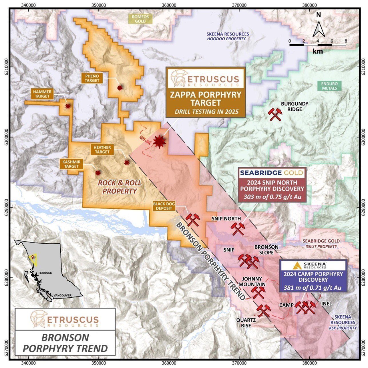 Map 2 – Bronson Porphyry Trend (CNW Group/Etruscus Resources Corp.) Map 2 – Bronson Porphyry Trend (CNW Group/Etruscus Resources Corp.)