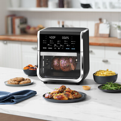 Introducing Gourmia's new 14-Quart All-in-One Air Fryer, Oven, Rotisserie and Dehydrator, available exclusively during Walmart's Annual Event in black or silver, designed for busy families and home cooks who want quick, healthy meals with modern style and easy functionality.