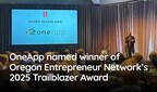 Tyrone on stage accepting OneApp's Trailblazer Award at the OEN's 2025 Entrepreneurship Awards