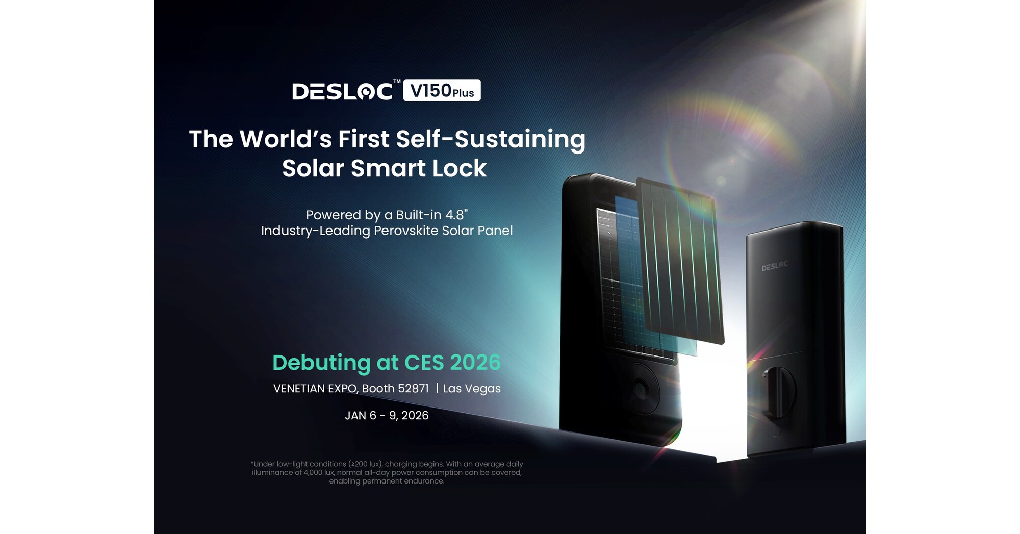 DESLOC Smart Lock Unveils the Worlds First Self-Sustained Perovskite Solar Door Lock, Debuting at CES 2026