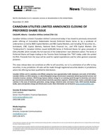 CANADIAN UTILITIES LIMITED ANNOUNCES CLOSING OF PREFERRED SHARE ISSUE (CNW Group/Canadian Utilities Limited)