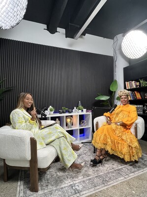 Certified Neuro-Leadership and Emotional Intelligence Coach Karlyn Percil (right) in studio with TOC Podcast host Danielle Pinnock (left) during a recording session for The Other Canada podcast. (CNW Group/The Federation of African Canadian Economics)