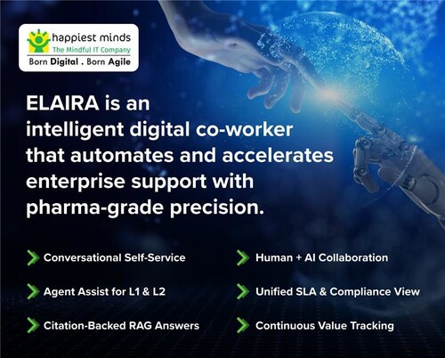 Happiest Minds Launches ELAIRA, an Intelligent Digital Co-Worker for Enterprise Support