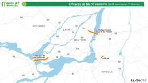 Planifier ses déplacements sur le réseau autoroutier : entraves majeures durant la fin de semaine du 28 novembre au 1er décembre