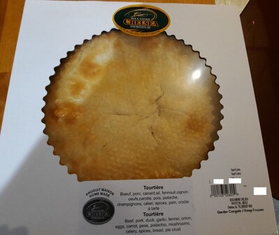 Tourtière (Groupe CNW/Ministère de l'Agriculture, des Pêcheries et de l'Alimentation)