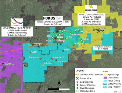 Figure 1 - Fokus Mining’s Expanded Land Package along the Cadillac‑Larder Lake Fault (CNW Group/Fokus Mining Corporation)