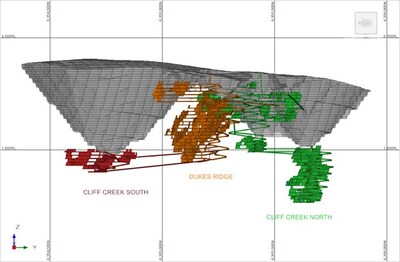 Figure 3: Longitudinal Projection of Lawyers Underground Looking West (CNW Group/Thesis Gold Inc.)