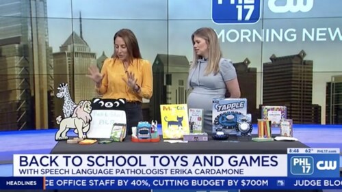 Erika visits PHL17 in Philadelphia to talk about Toys that Teach
