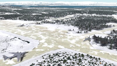 Aechelon’s SkyBeam™ AI exploitation system positions 3D models of Russian aircraft using actual ICEYE space-based SAR detections, adds environmental conditions using ML snow accumulation and extracts 3D vegetation and buildings from Vantor’s 3D spatial foundation to generate an up-to-date tactical Synthetic Reality picture. (Credit: Aechelon) Aechelon’s SkyBeam™ AI exploitation system positions 3D models of Russian aircraft using actual ICEYE space-based SAR detections, adds environmental conditions using ML snow accumulation and extracts 3D vegetation and buildings from Vantor’s 3D spatial foundation to generate an up-to-date tactical Synthetic Reality picture. (Credit: Aechelon)