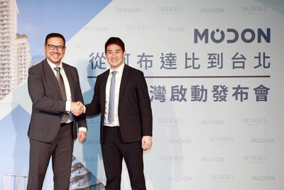 Modon Chief Commercial Officer, Mohammed Abdelrazik (left), and Knightsbridge Partners CEO, Kelvin (right), mark this moment as the starting point for establishing long-term investment between Taiwan and Abu Dhabi.(Image Source: Metaverse Digital Ltd.)