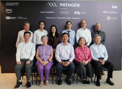 Asia Pathogen Genomics Initiative and partners at the PathGen preview. From left to right. Seated: Mr Ng Boon Heong, Executive Director & Chief Executive Officer, Temasek Foundation; Ms Ho Ching, Chairman, Temasek Trust; Mr Ong Ye Kung, Minister for Health and Coordinating Minister for Social Policies; Ms Jennie Chua, Chairman, Temasek Foundation; Mr Goh Yew Lin, Chair, Governing Board, Duke-NUS Medical School.