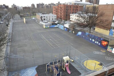 Trust for Public Land is working with local communities and partners, such as LG, to transform asphalt schoolyards into outdoor spaces for everyone, one schoolyard at a time. The photo provided shows a schoolyard before its transformation in the Bronx, NY. CREDIT: Maddalena Polletta, courtesy of Trust for Public Land