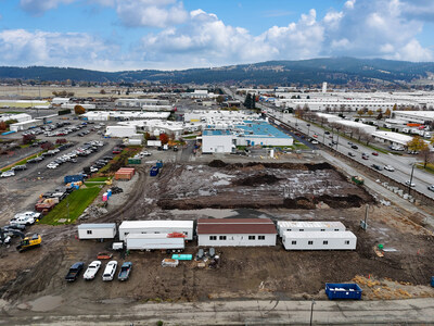 Southside view of Solstice Advanced Materials Spokane Facility, highlighting 110K sq. ft expansion groundbreaking site.