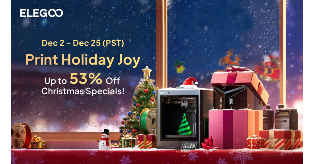 ELEGOO Announces Christmas 3D Printer Sale With Major Holiday Deals From Dec. 2 To Dec. 25