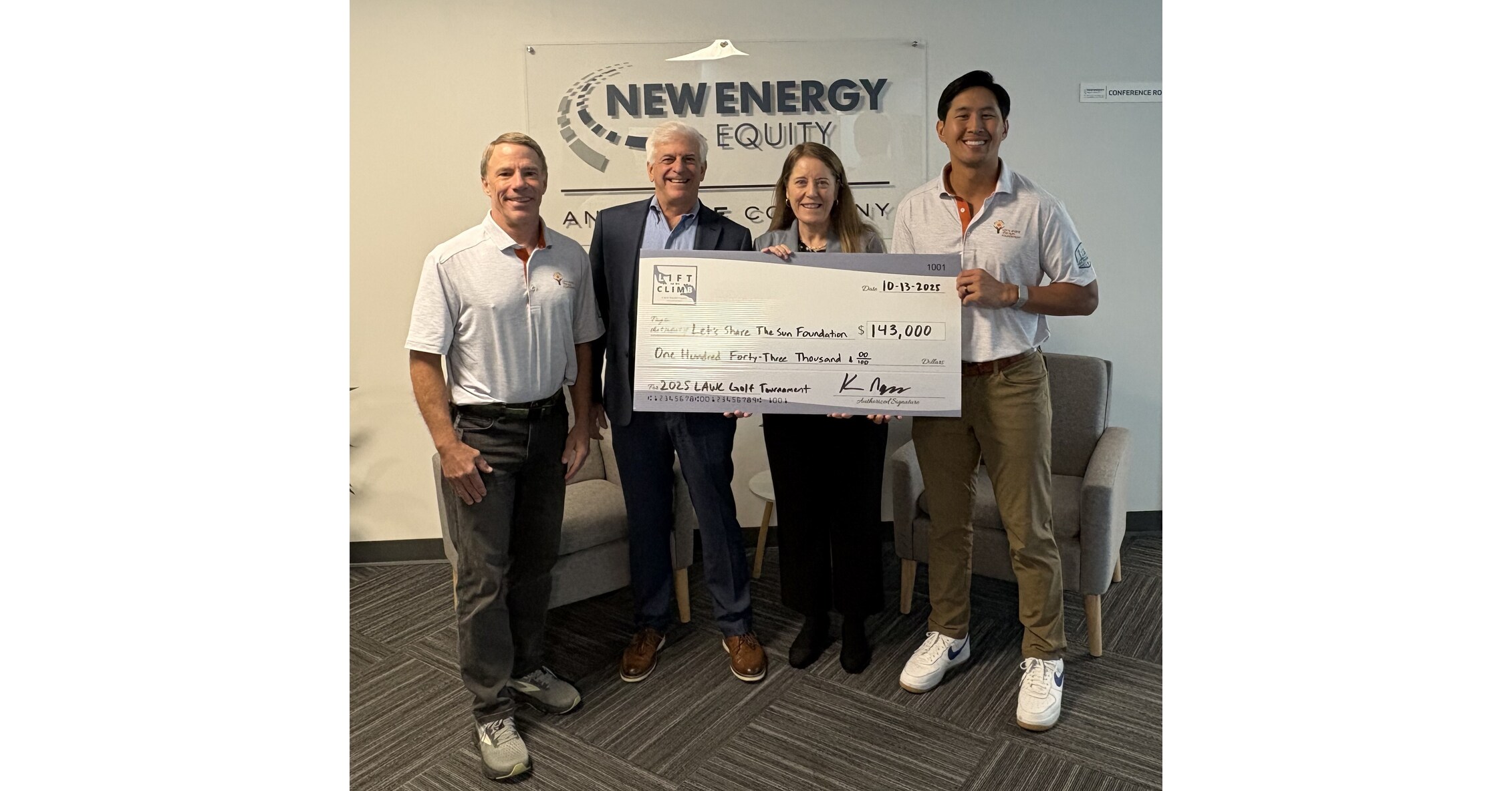 New Energy Equity's Lift As We Climb Foundation Raises $143,000 for Let's Share the Sun Foundation at 4th Annual Charity Golf Tournament