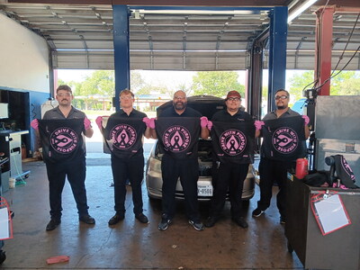 Sun Auto shop technicians participating in the Susan G. Komen partnership.