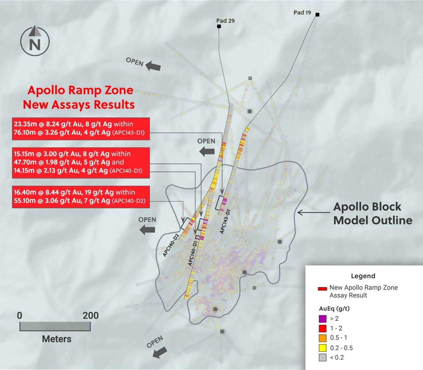 Figure 2: Plan View of the Apollo System Highlighting Drill Holes Announced in this Release (CNW Group/Collective Mining Ltd.) Figure 2: Plan View of the Apollo System Highlighting Drill Holes Announced in this Release (CNW Group/Collective Mining Ltd.)