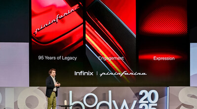 A photo captured at Business of Design Week 2025 shows a Pininfarina representative unveiling the new design partnership to the public.A photo captured at Business of Design Week 2025 shows a Pininfarina representative unveiling the new design partnership to the public.
