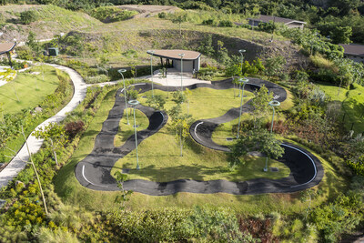 A pump track invites kids, teens, and thrill-seeking adults to jump, and flow on a circuit of banked turns and rollers. A pump track invites kids, teens, and thrill-seeking adults to jump, and flow on a circuit of banked turns and rollers.