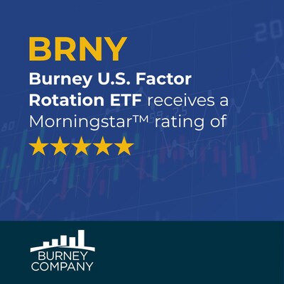 Burney's U.S. Factor Rotation ETF (BRNY) receives a Morningstar 5-star rating. Burney's U.S. Factor Rotation ETF (BRNY) receives a Morningstar 5-star rating.