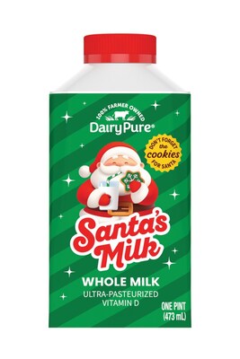 DairyPure's limited-edition Santa's Milk is a festive, single-serve pint of real dairy milk with 8 grams of protein per cup, designed to make everyday holiday moments - from cookie decorating to hot cocoa nights - feel extra special.