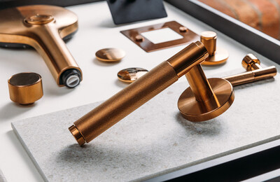 Buster + Punch x GROHE SPA: Integrated collection of fixtures, lighting, and hardware in Brushed Warm Sunset.