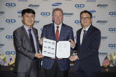 Pictured from left to right: Mr. Seogyong (SY) Youn, DSEC President; Dave Carver, NASSCO President; Mr. Joonyun Kang, Samsung Director of the Eco Business Team