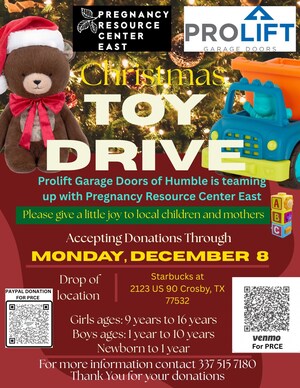 ProLift Garage Doors of Humble Hosts Community Christmas Toy Drive Benefiting Pregnancy Resource Center East