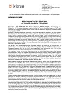 MEREN ANNOUNCES RENEWAL OF SHARE BUYBACK PROGRAM. (CNW Group/Meren Energy Inc.)