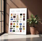 New York framed matchbook print