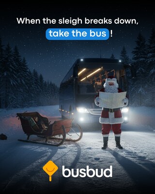 Busbud Christmas Campaign 2025: When Santa's Sleigh Breaks Down (CNW Group/Busbud)