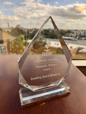 Greenberg, Grant &amp; Richards Honored with Back-to-Back BBB Pinnacle Awards for Excellence in Business Ethics and Performance