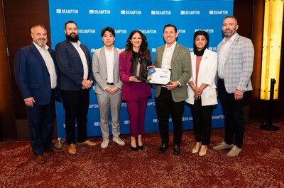 From left to right: Rod Power, City Councillor, City of Brampton; Jeffrey Dean, Government & Stakeholder Relations Manager, 407 ETR; Jack Tran, Advertising & Sponsorship Advisor, 407 ETR; Christina Basil, Vice President, Communications & Government Relations, 407 ETR; Patrick Brown, Mayor, City of Brampton; Navjit Kaur Brar, Regional Councillor, City of Brampton; Jason Tamming, Acting Commissioner, Corporate Support Services, City of Brampton (CNW Group/407 ETR Concession Company Limited)