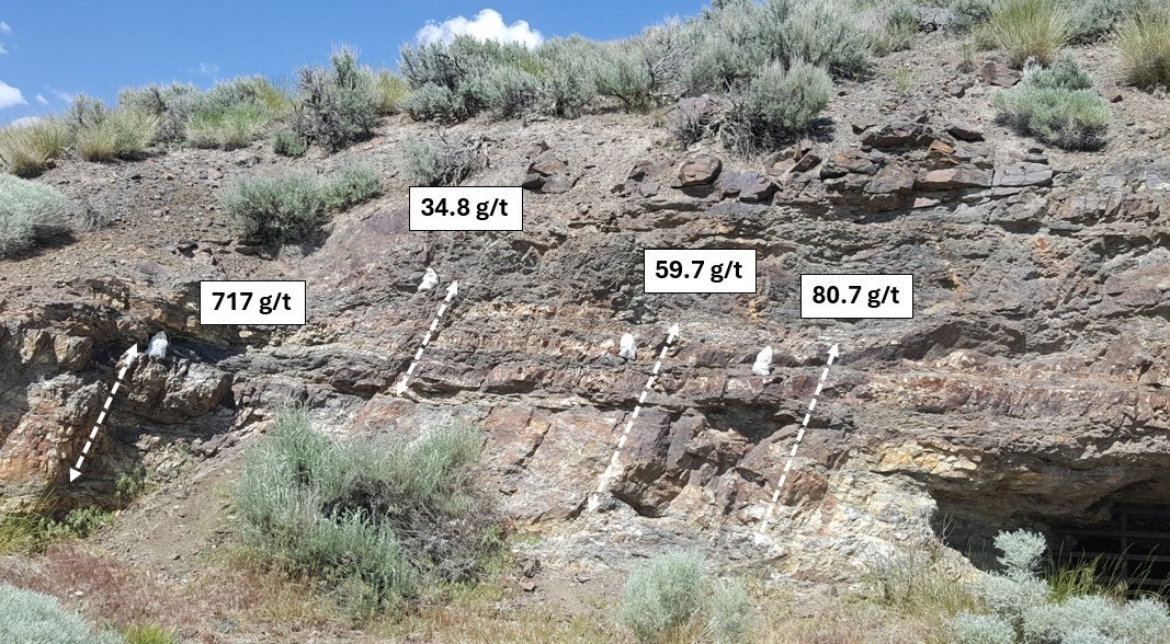 Figure 4 – Adit #1 quartz vein shear with the Company’s high-grade silver samples. (CNW Group/Black Mammoth Metals Corp) Figure 4 – Adit #1 quartz vein shear with the Company’s high-grade silver samples. (CNW Group/Black Mammoth Metals Corp)