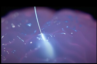 Neurobionics IO fiber, made with Galvorn, has a built-in polymer optical waveguide that can deliver light to control cells and measure their activity.