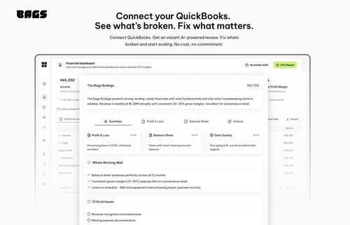 Backed by Ford Foundation, Bags turns QuickBooks data into clear actions that unlock growth and fair credit.