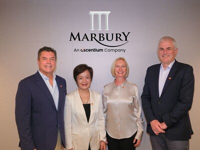 (From left to right) Duncan Smith, Chairman and Founder of Marbury, Wendy Wang, Founding Management & Group President of Ascentium, Chris Dutka, Managing Director of Marbury and Ross Munro, Chief Executive Officer of Harneys Fiduciary, An Ascentium Company. (From left to right) Duncan Smith, Chairman and Founder of Marbury, Wendy Wang, Founding Management & Group President of Ascentium, Chris Dutka, Managing Director of Marbury and Ross Munro, Chief Executive Officer of Harneys Fiduciary, An Ascentium Company.